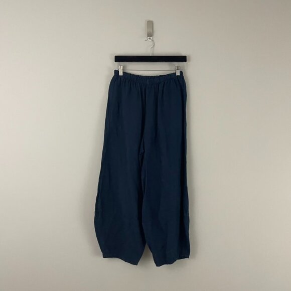 bryn Walker Pants - Bryn Walker Navy Blue Linen Pull On Balloon Pants Size Small